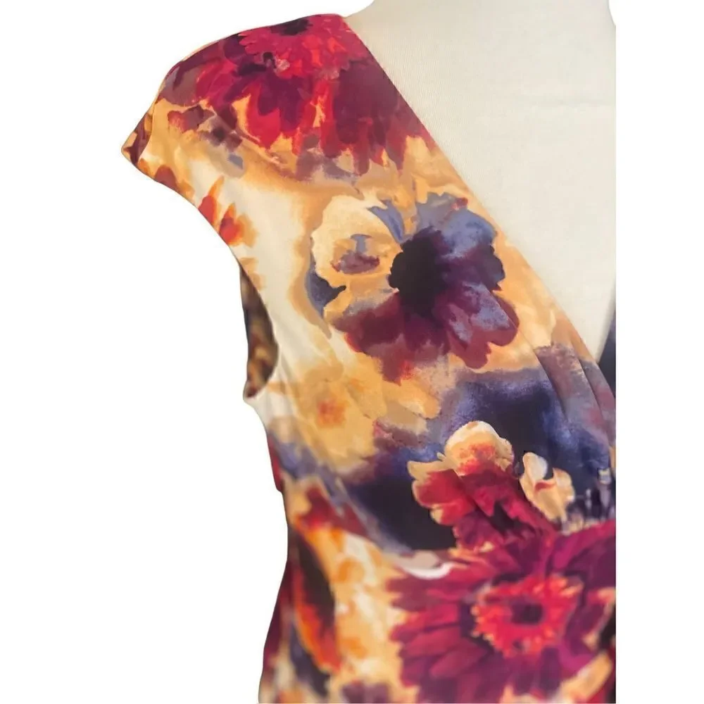 Lauren Ralph Lauren Sleeveless Multi-Color Floral Dress Size 14-NWOT
